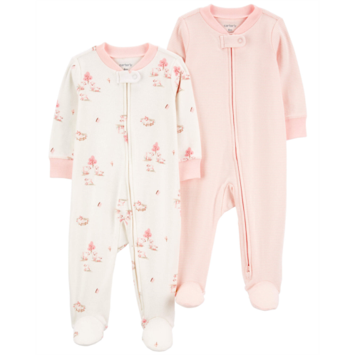 Carters Pink Baby 2-Pack 2-Way Zip Cotton Sleep & Plays