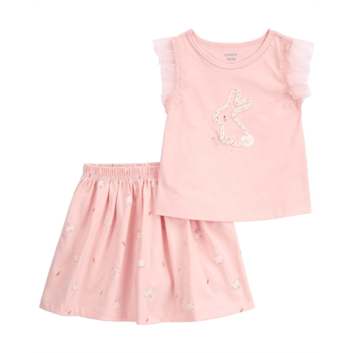 Carters Pink Toddler 2-Piece Bunny Top & Skort Set