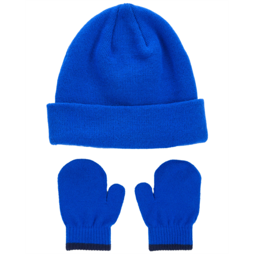 Carters Blue Toddler 2-Pack Beanie & Mittens