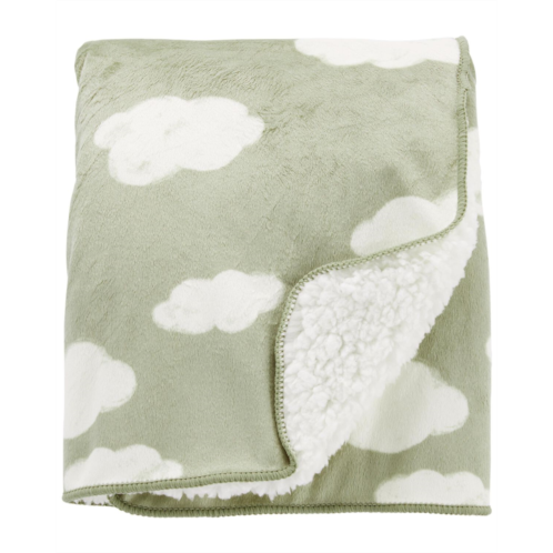 Carters Green Baby Plush Clouds Blanket