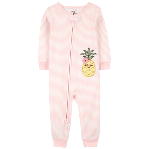 Carters Pink Baby 1-Piece Pineapple 100% Snug Fit Cotton Footless Pajamas