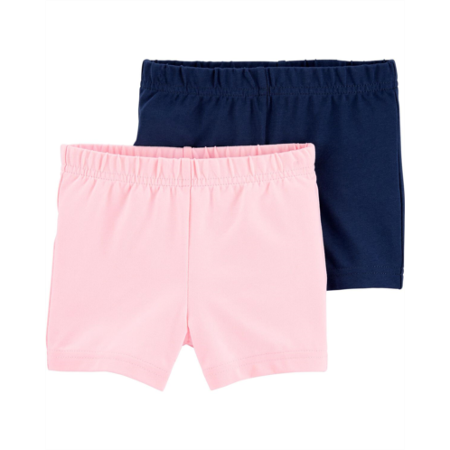 Carters Pink/Navy Baby 2-Pack Tumbling Shorts