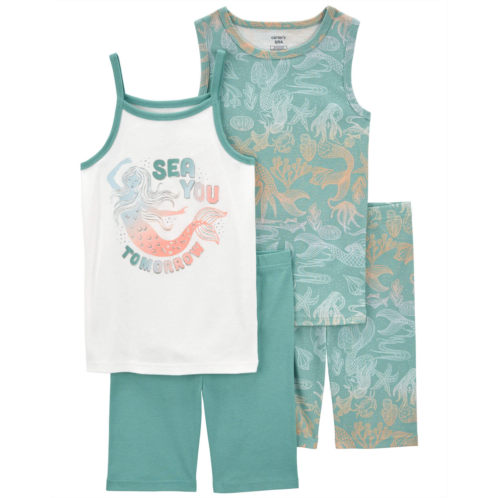 Carters Green Kid 4-Piece Mermaid 100% Snug Fit Cotton Pajamas