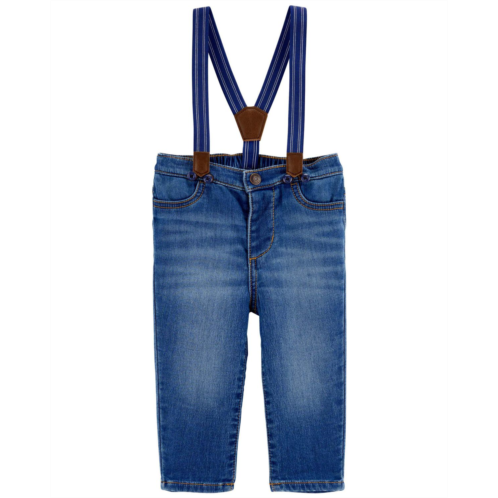 Oshkoshbgosh Blue Baby Knit-Denim Suspender Pants | oshkosh.com