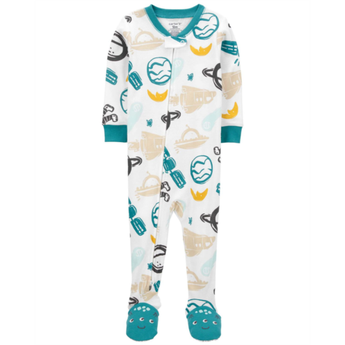Carters White Baby 1-Piece Space 100% Snug Fit Cotton Footie PJs