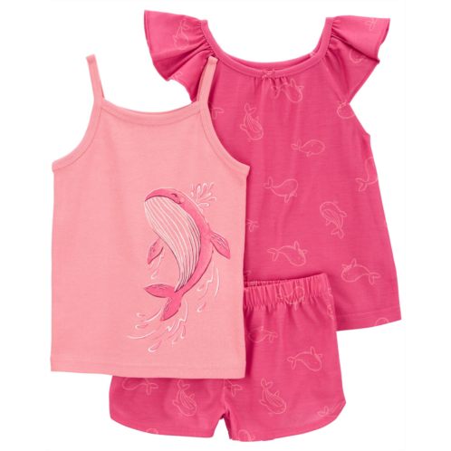 Carters Pink Toddler 3-Piece Whale Loose Fit Pajamas