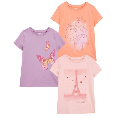 Carters Multi Kid 3-Pack Butterfly & Horses Graphic Tees