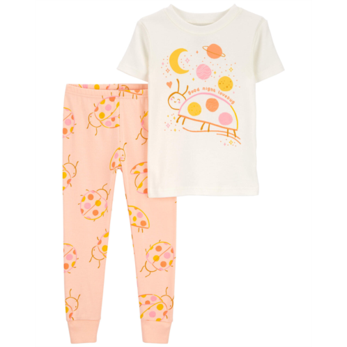 Carters Ivory/Peach Baby 2-Piece Ladybug 100% Snug Fit Cotton Pajamas