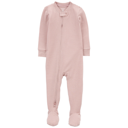 Carters Pink Baby 1-Piece Striped PurelySoft Footie Pajamas