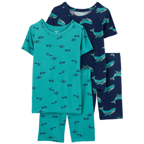 Carters Navy/Teal Kid 4-Piece PurelySoft Pajamas