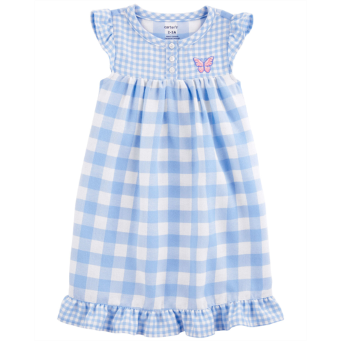 Carters Blue/White Kid Gingham Butterfly Nightgown