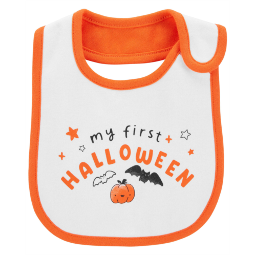 Carters White/Orange Baby My First Halloween Teething Bib