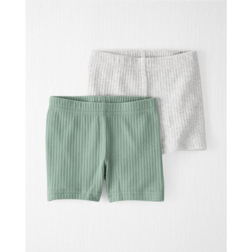 Carters Green, Heather Grey Baby Organic Cotton Ribbed Pedal Shorts