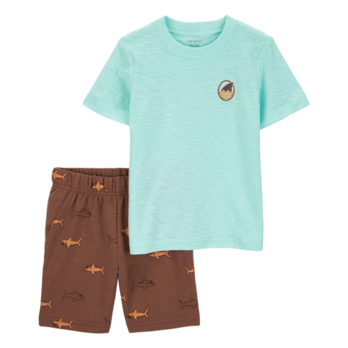 Carters Blue Baby 2-Piece Shirt and Shorts Set