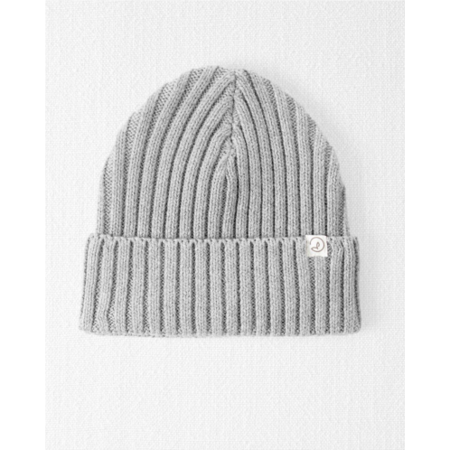 Carters Grey Heather Toddler Organic Cotton Ribbed Knit Beanie