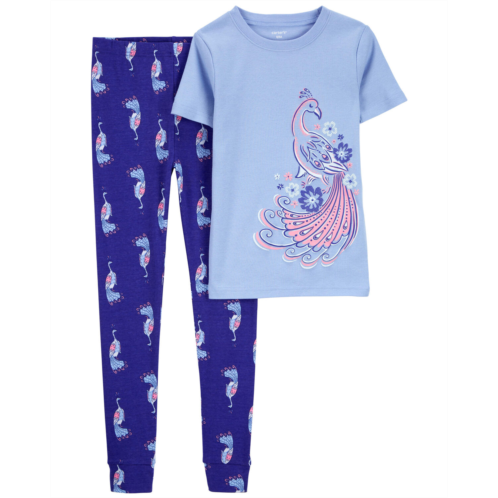 Carters Blue/Pink Kid 2-Piece Peacock 100% Snug Fit Cotton Pajamas
