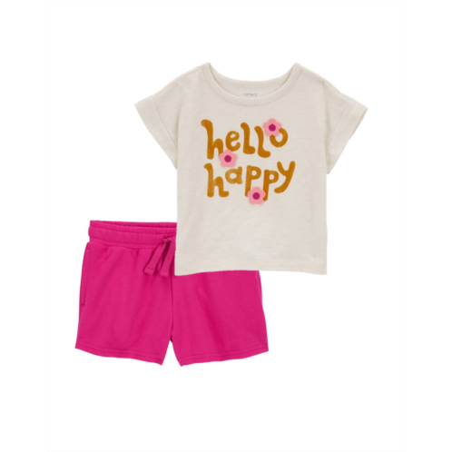 Carters Multi Baby 2-Piece Hello Happy Tee & Pull-On Shorts Set