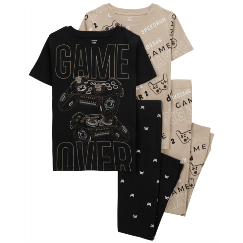 Carters Black Kid 4-Piece Gamer 100% Snug Fit Cotton Pajamas