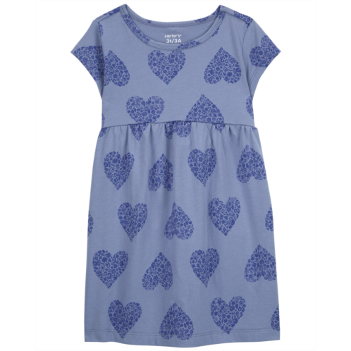 Carters Blue Toddler Heart Jersey Dress