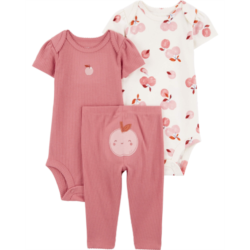 Carters Red/Pink Baby 3-Piece Apple Print Little Character Set