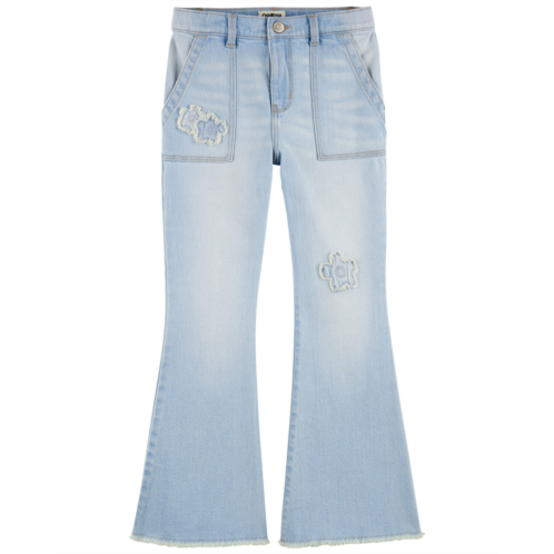Carters Light Lily Wash Kid Patch Floral Iconic Denim Flare Jeans