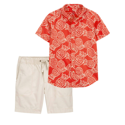 Carters Multi Kid 2-Piece Pineapple Button-Down Shirt & Pull-On Shorts Set