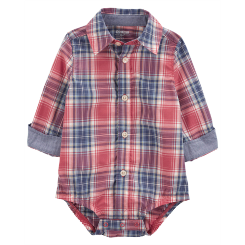 Carters Red Baby Plaid Button-Front Bodysuit