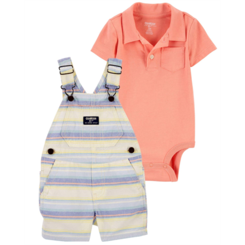 Carters Multi Baby 2-Piece Henley Pocket Bodysuit & Stripe Shortalls Set