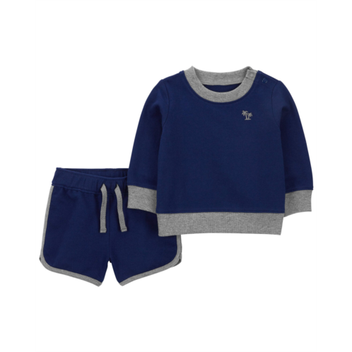 Carters Navy Baby 2-Piece Sweatshirt & Short Set