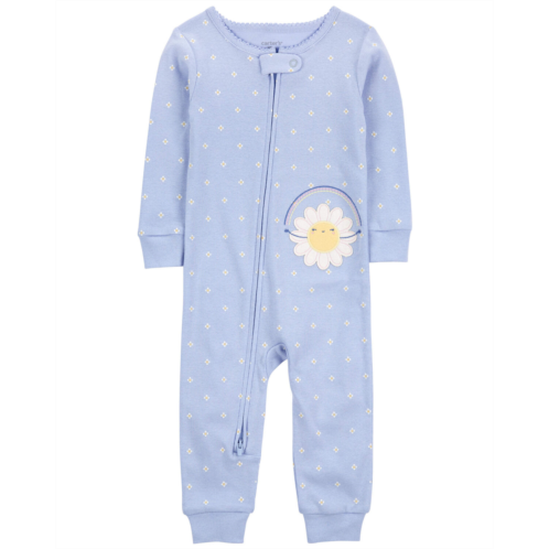Carters Blue Baby 1-Piece Daisy 100% Snug Fit Cotton Footless Pajamas