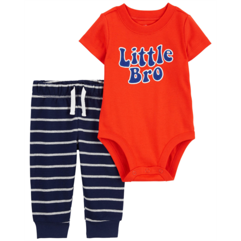 Oshkoshbgosh Orange/Navy Baby 2-Piece Little Bro Bodysuit Pant Set | oshkosh.com