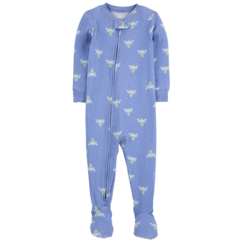 Carters Blue Baby 1-Piece Bee Print PurelySoft Footie Pajamas