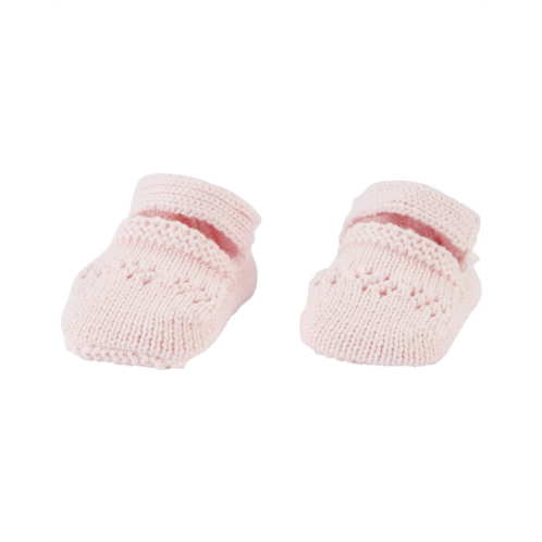 Carters Pink Baby Crochet Mary Jane Booties