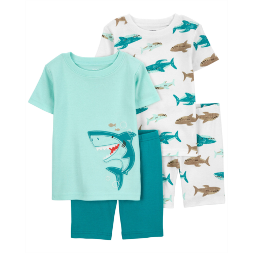 Carters Blue/White Toddler 4-Piece Shark 100% Snug Fit Cotton Pajamas