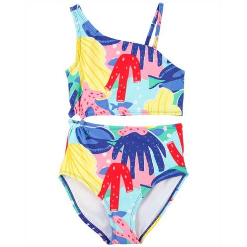 Carters Multi Kid 1-Piece Cut-Out Coral Swimsuit