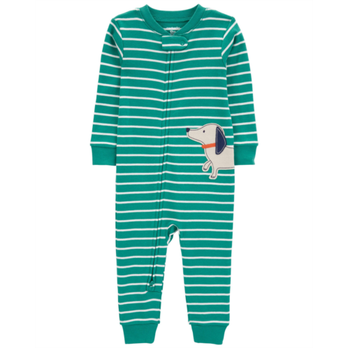 Carters Green Toddler 1-Piece Dog 100% Snug Fit Cotton Footless Pajamas