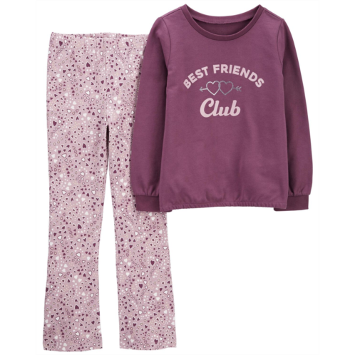 Carters Purple Kid 2-Piece Best Friends Club Top & Flare Legging Set