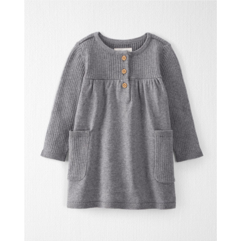 Carters Heather Grey Baby Organic Cotton Ribbed Sweater Knit Dress in Gray
