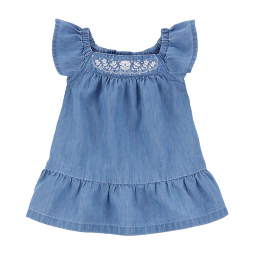Carters Chambray Baby Embroidered Chambray Dress
