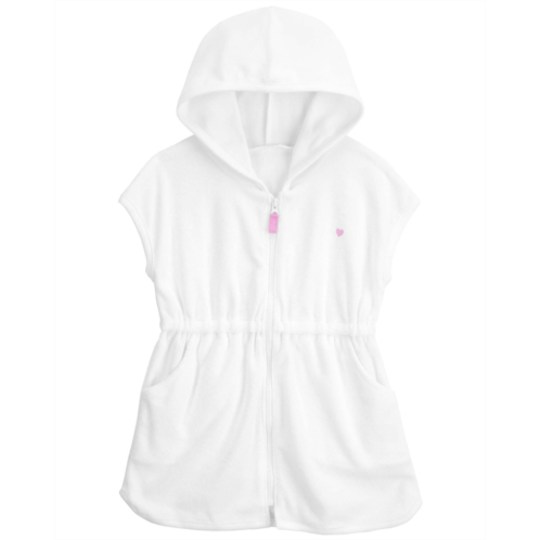 Carters White Toddler Hooded Zip-Up Cover-Up