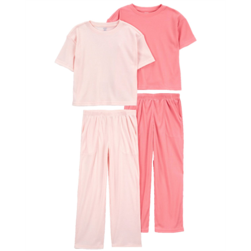 Carters Pink Kid 3-Piece Cropped Pajama Tees & Pants Set