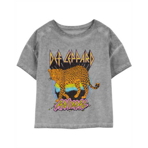 Carters Acid Wash Grey Kid Def Leppard Boxy Fit Graphic Tee