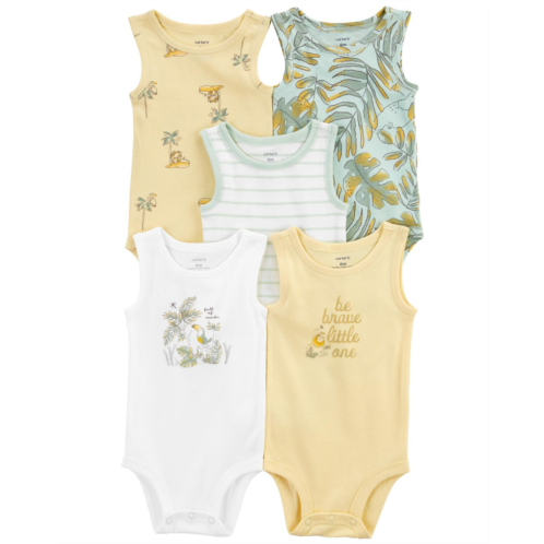 Carters Green Baby 5-Pack Be Brave Little One Sleeveless Bodysuits