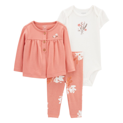Carters Pink/White Baby 3-Piece Little Cardigan Set