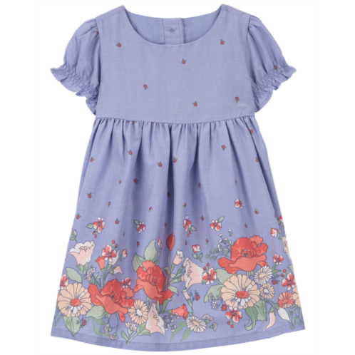Carters Purple Baby Floral Print Puff Sleeve Dress