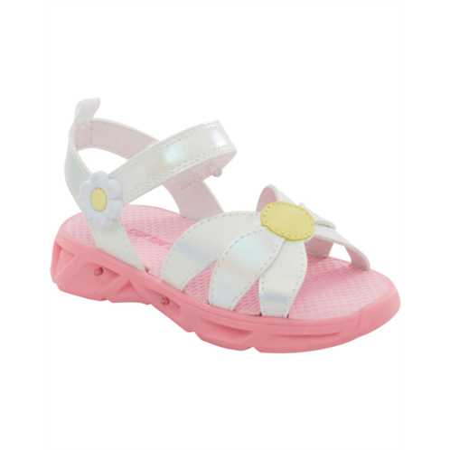 Carters Pink/White Toddler Light-Up Daisy Sandals