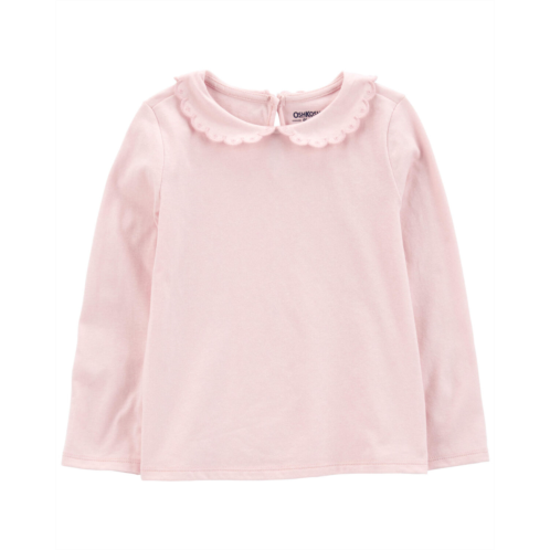 Carters Pink Toddler Scalloped Peter Pan Embroidered Top