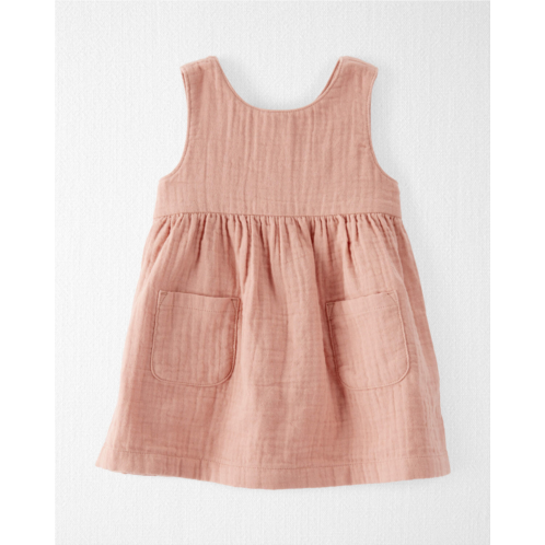 Carters Fossil Tan Baby Organic Cotton Gauze Pocket Dress
