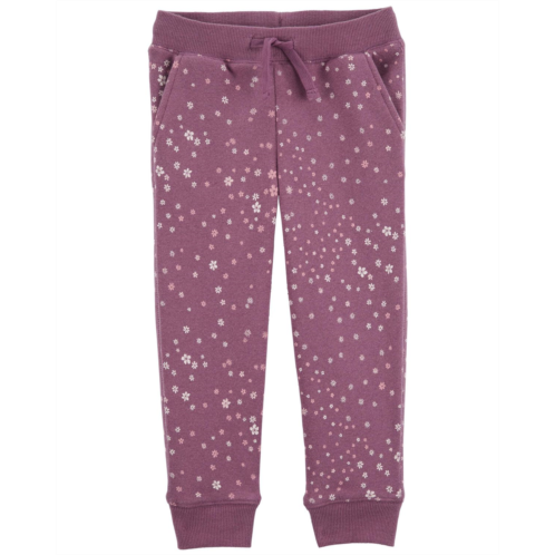Carters Purple Baby Floral Print Pull-On Fleece Pants