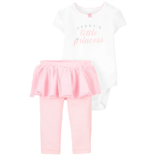 Carters White/Pink Baby 2-Piece Daddys Princess Bodysuit & Tutu Pant Set